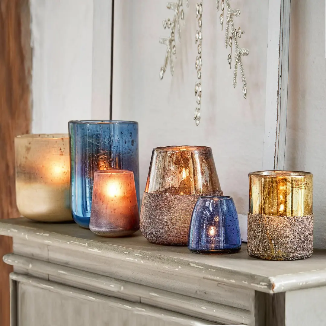 Loberon Windlichtset Paro - 6 Stuks - Blauw - afbeelding 2 van 3