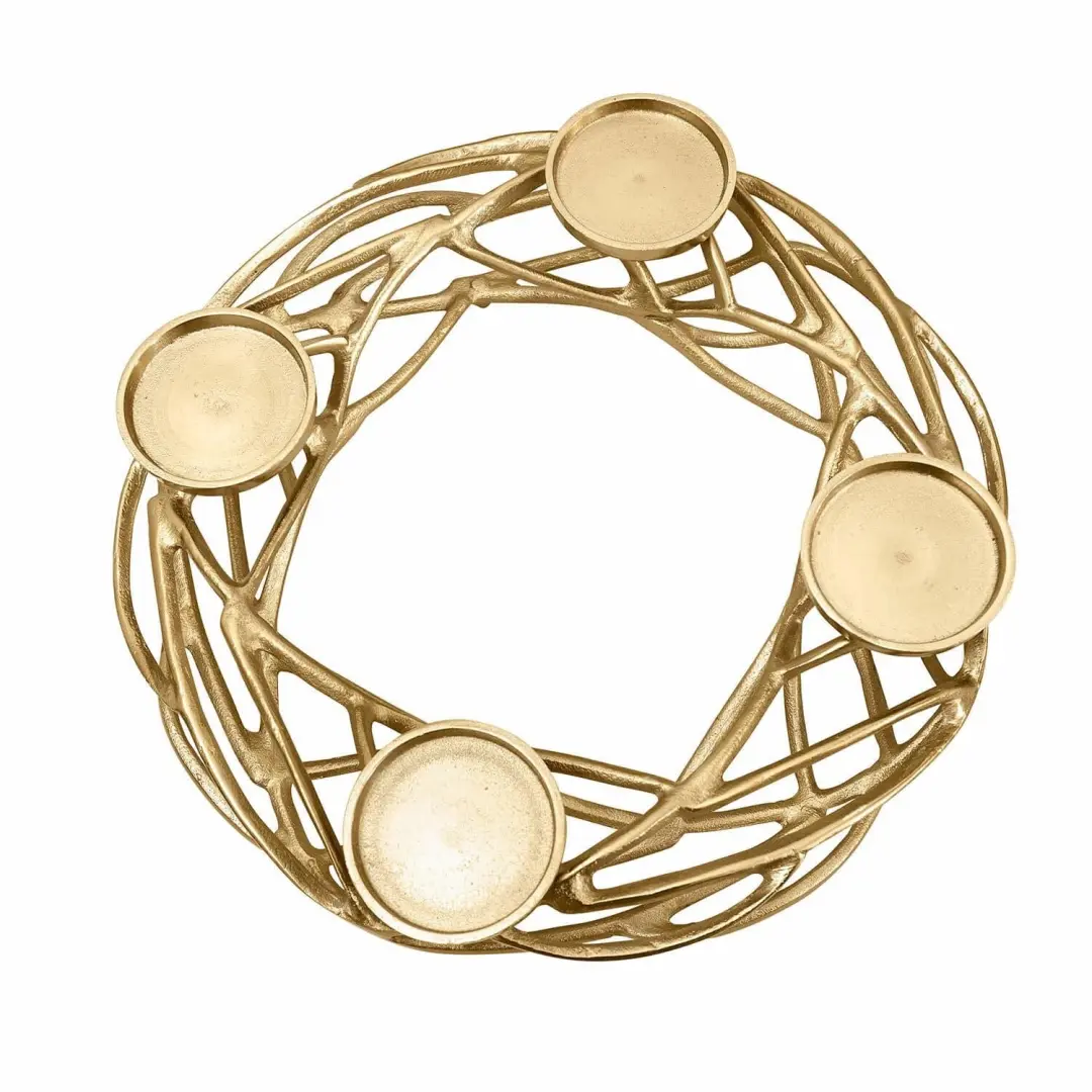 Loberon Coldfield Kaarsenkrans - 40cm Goud - afbeelding 5 van 5