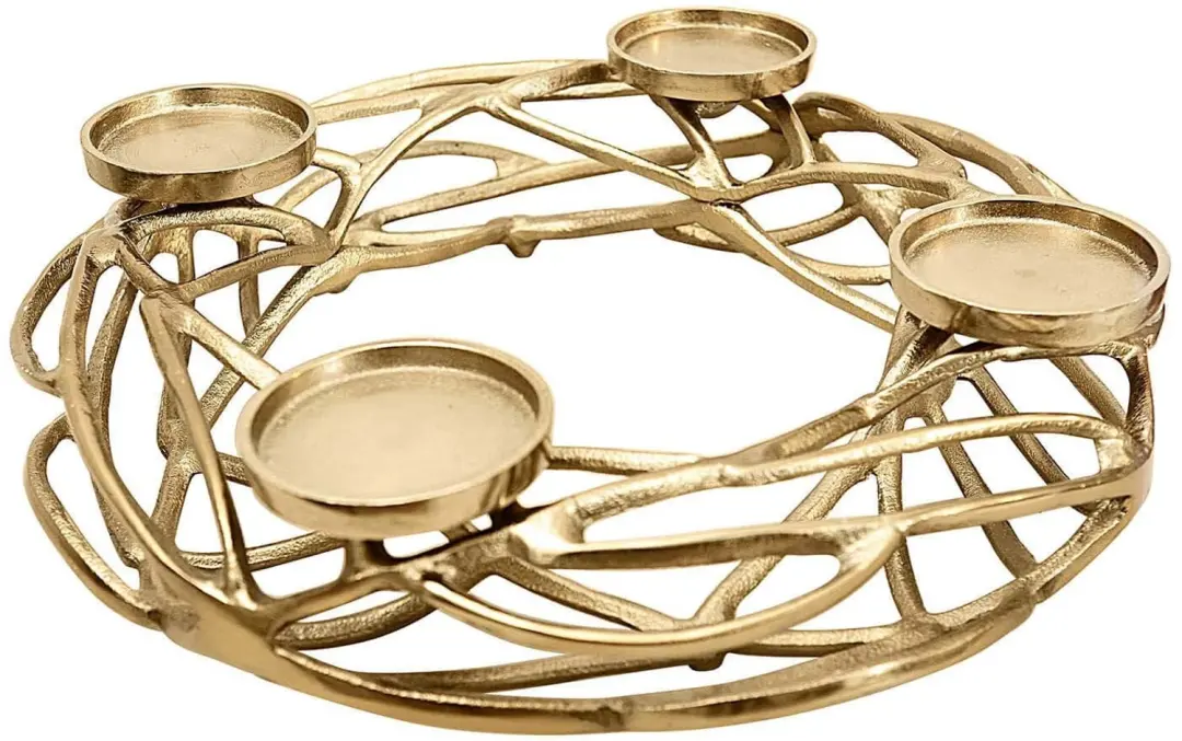 Loberon Coldfield Kaarsenkrans - 40cm Goud - afbeelding 4 van 5