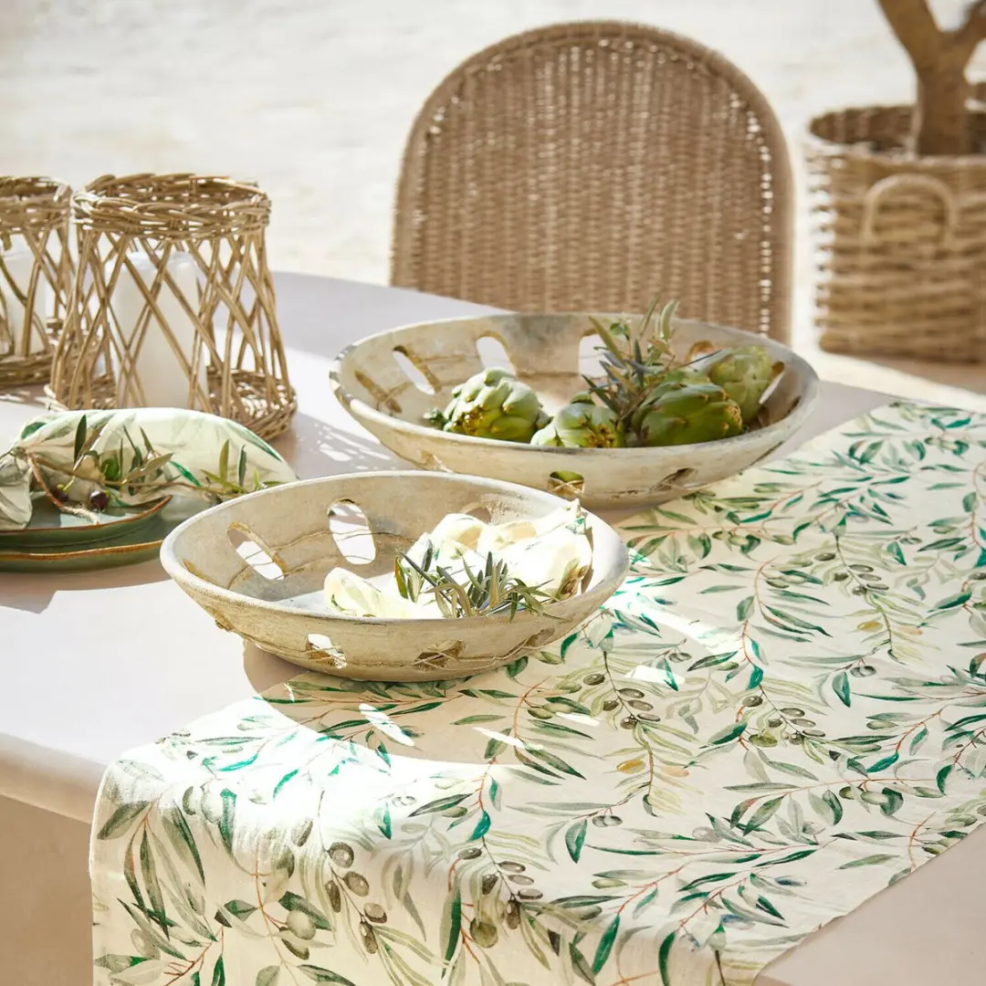 Loberon Delunas Decoratieve Schaal Set - 2 Stuks Ø40,5cm Grijs/Crème - afbeelding 4 van 6