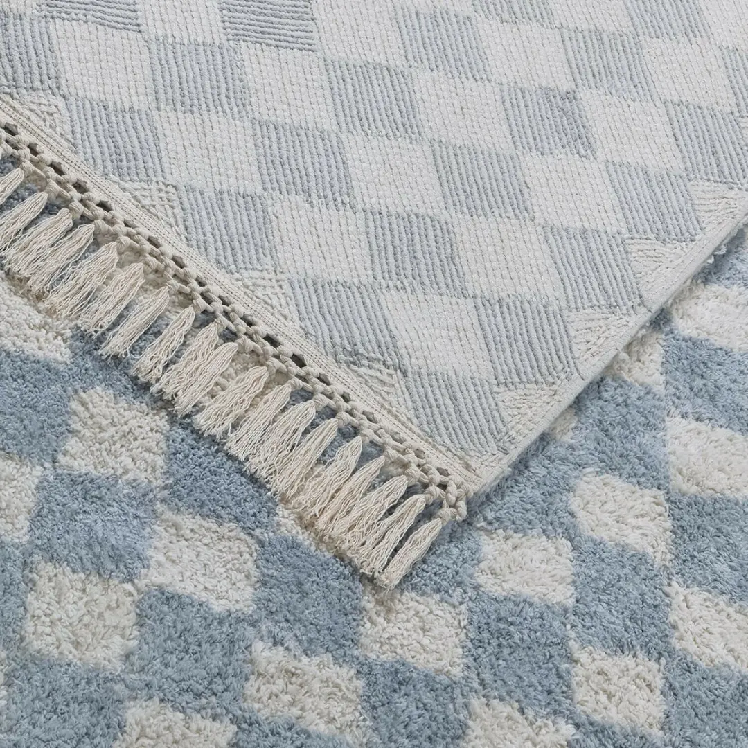 Loberon Wayburn Vloerkleed - Blauw/Crème - afbeelding 3 van 6