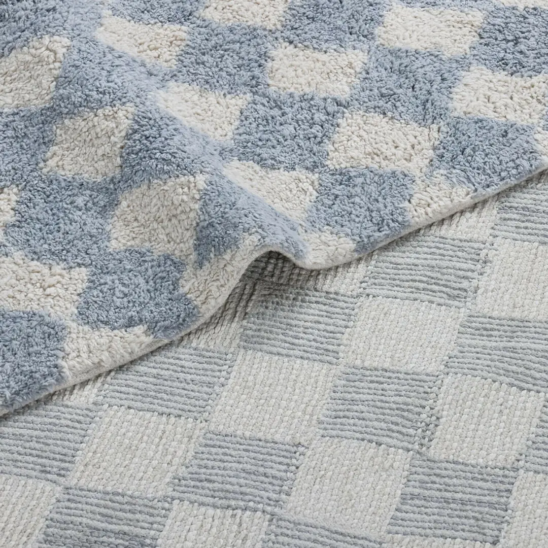 Loberon Wayburn Vloerkleed - Blauw/Crème - afbeelding 2 van 6