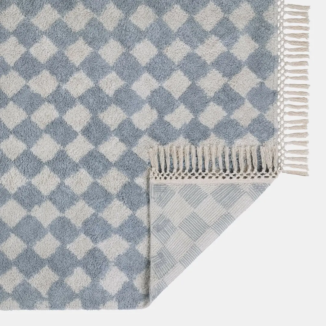 Loberon Wayburn Vloerkleed - Blauw/Crème - afbeelding 4 van 6