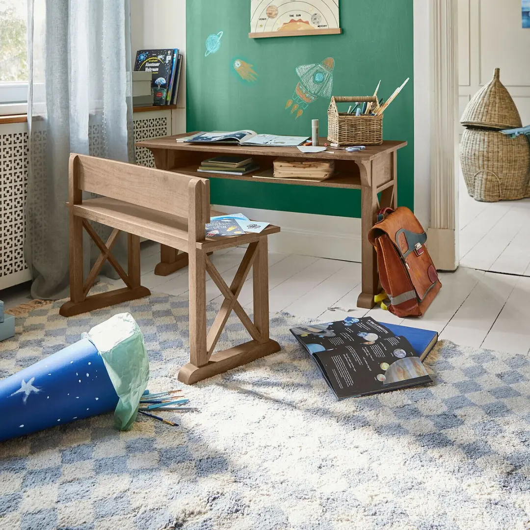 Loberon Wayburn Vloerkleed - Blauw/Crème - afbeelding 5 van 6