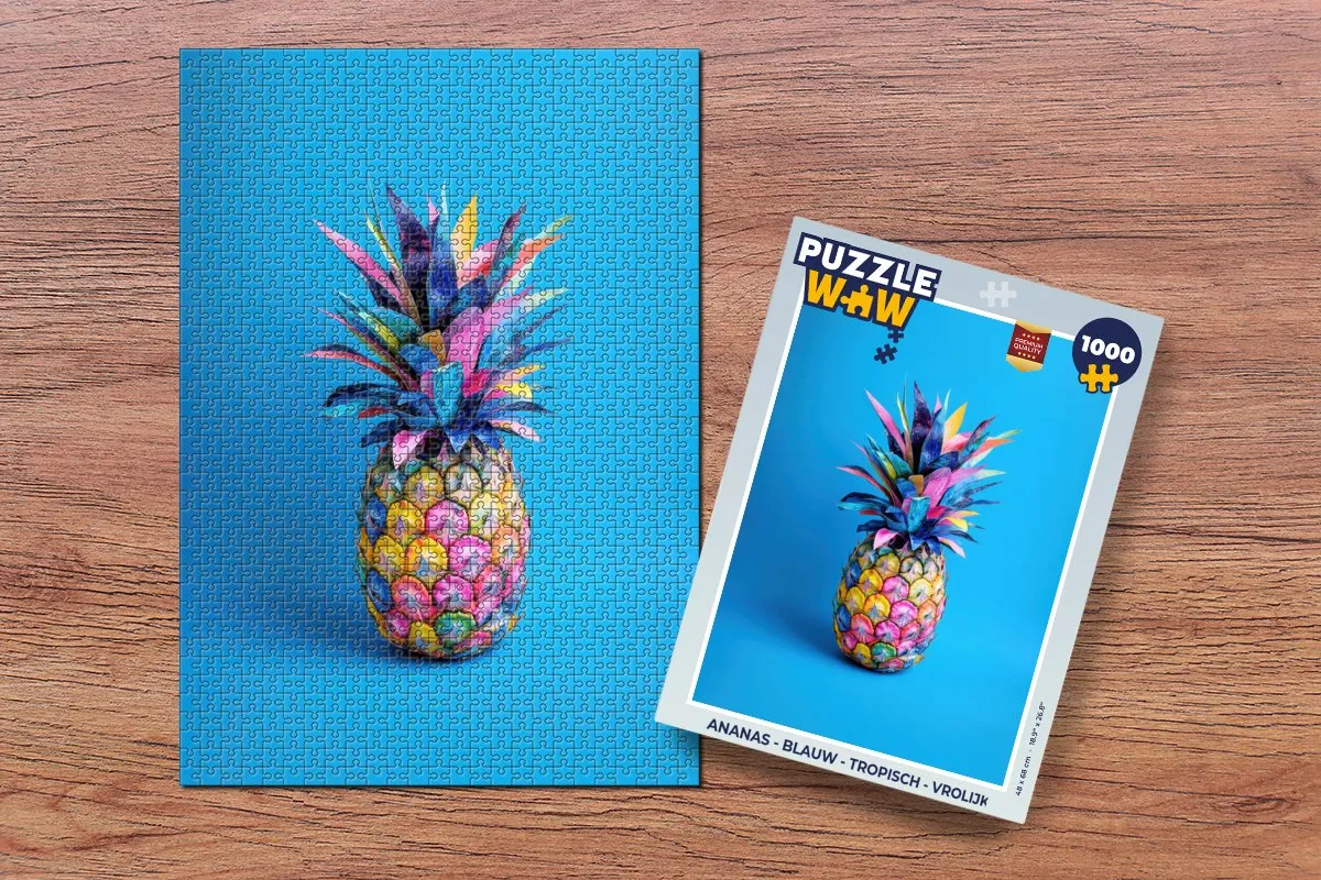 PuzzleWow Ananas Legpuzzel 1000 Stuks - Tropisch Blauw