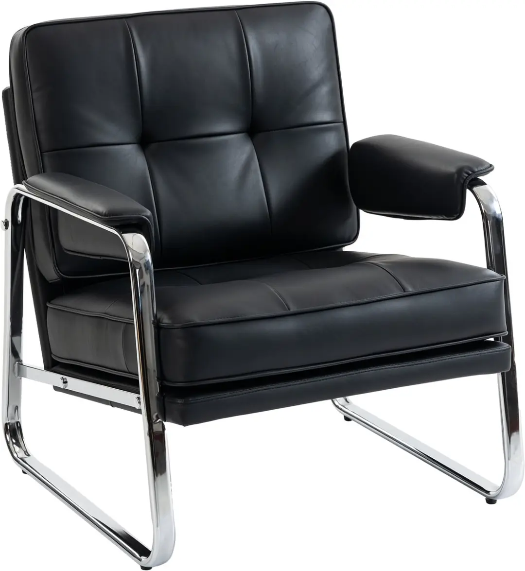 HOMCOM Armchair-PU-Leder, Originalschaumstoff-80L x 79B x 84H cm-Schwarz