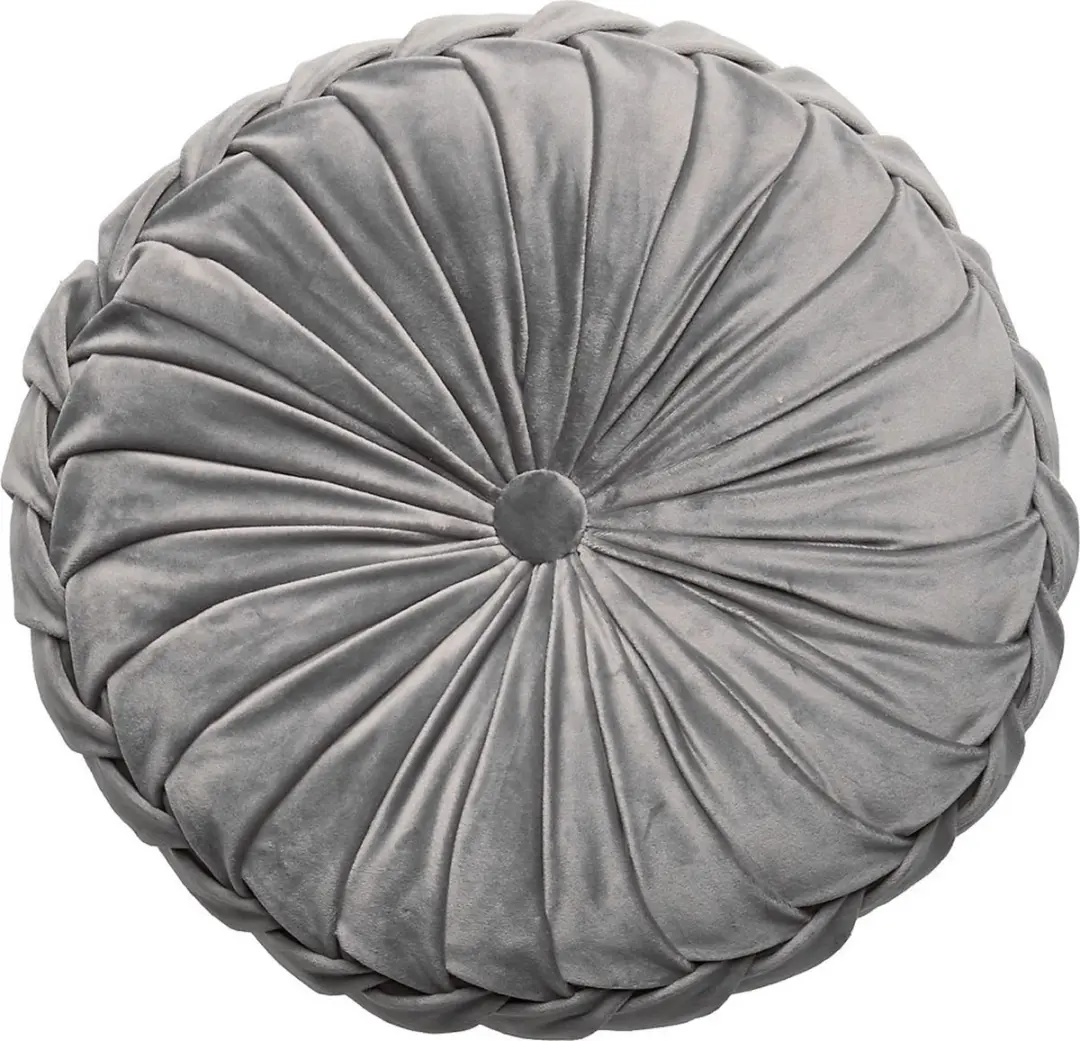 Laura Ashley Rosanna rond sierkussen velours - 35 cm - Steel