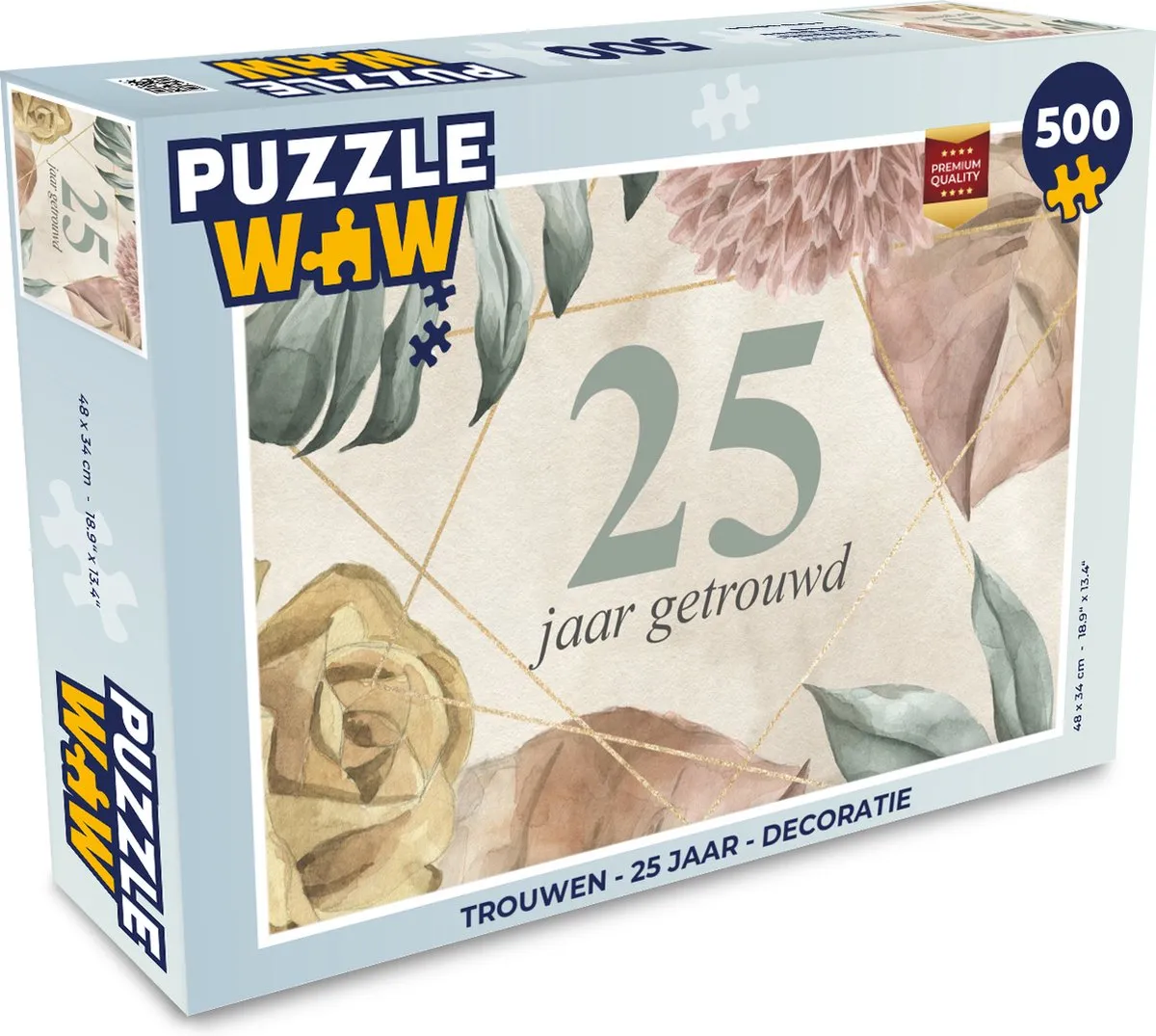 PuzzleWow 500-delige Legpuzzel Trouwen 25 Jaar