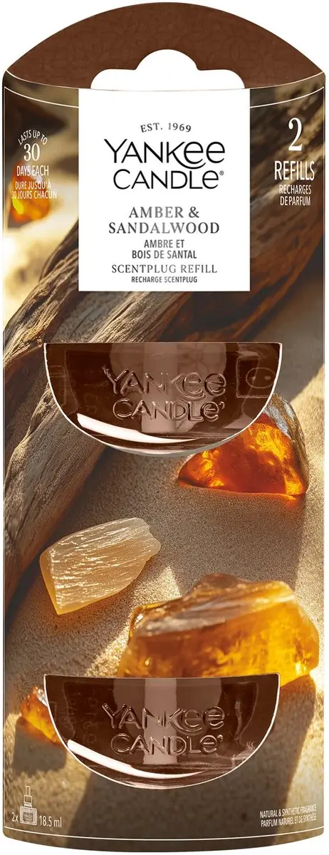 Yankee Candle Amber & Sandalwood Elektrische Diffuser Navulling 2 Stuks