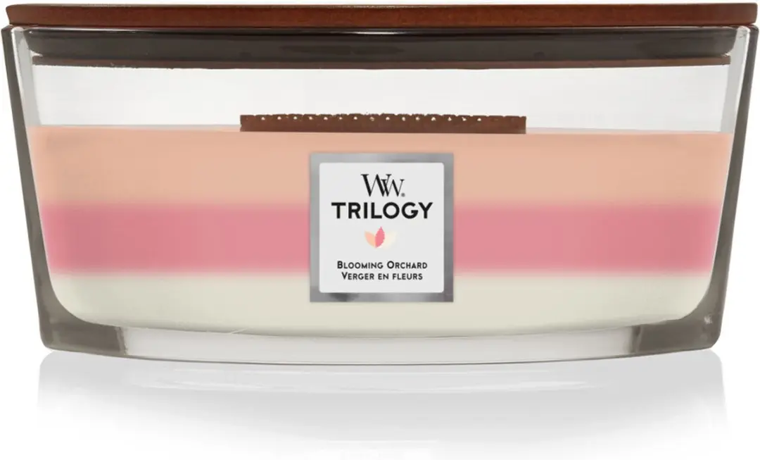 WoodWick Heartwick Flame Trilogy Geurkaars Blooming Orchard