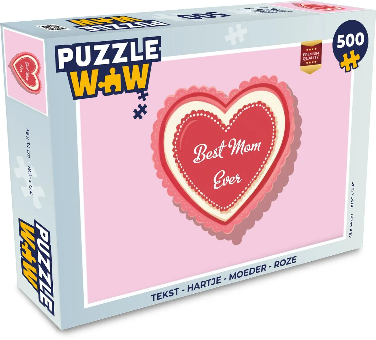PuzzleWow Legpuzzel Hartje Moeder 500 Stuks - Roze