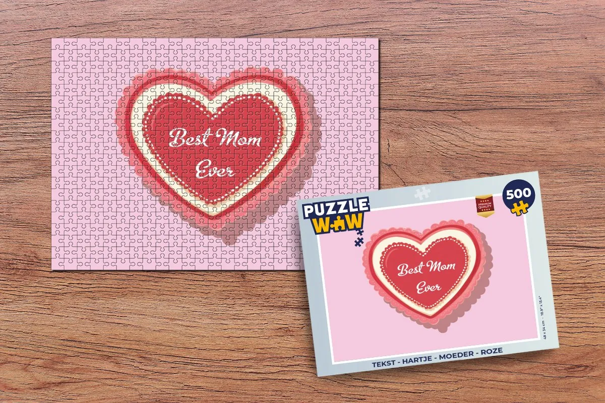 PuzzleWow Legpuzzel Hartje Moeder 500 Stuks - Roze