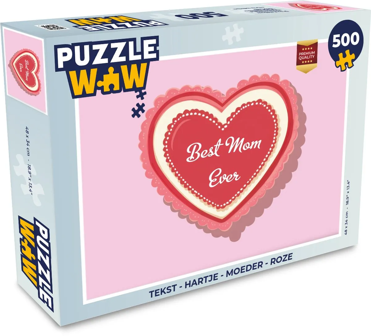 PuzzleWow Legpuzzel Hartje Moeder 500 Stuks - Roze
