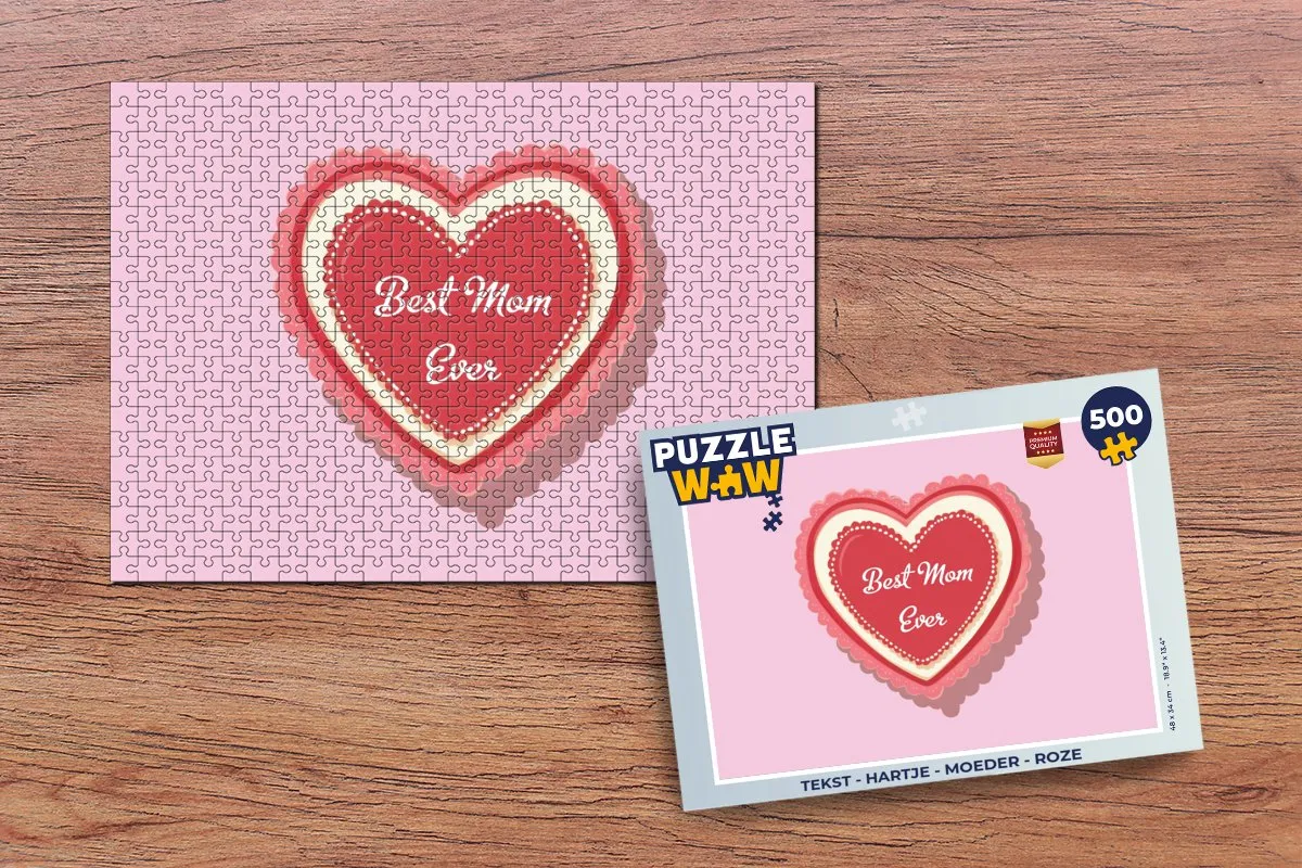 PuzzleWow Legpuzzel Hartje Moeder 500 Stuks - Roze