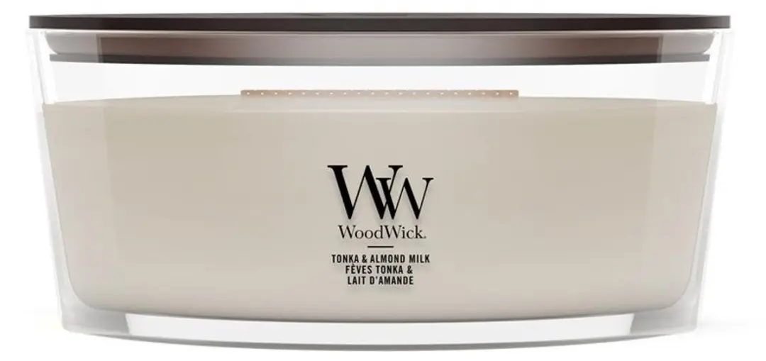 WoodWick Hearthwick Tonka & Almond Milk Geurkaars - 50 Branduren - afbeelding 5 van 5