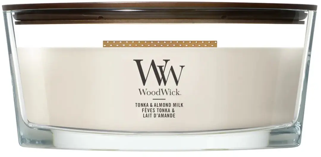 WoodWick Hearthwick Tonka & Almond Milk Geurkaars - 50 Branduren