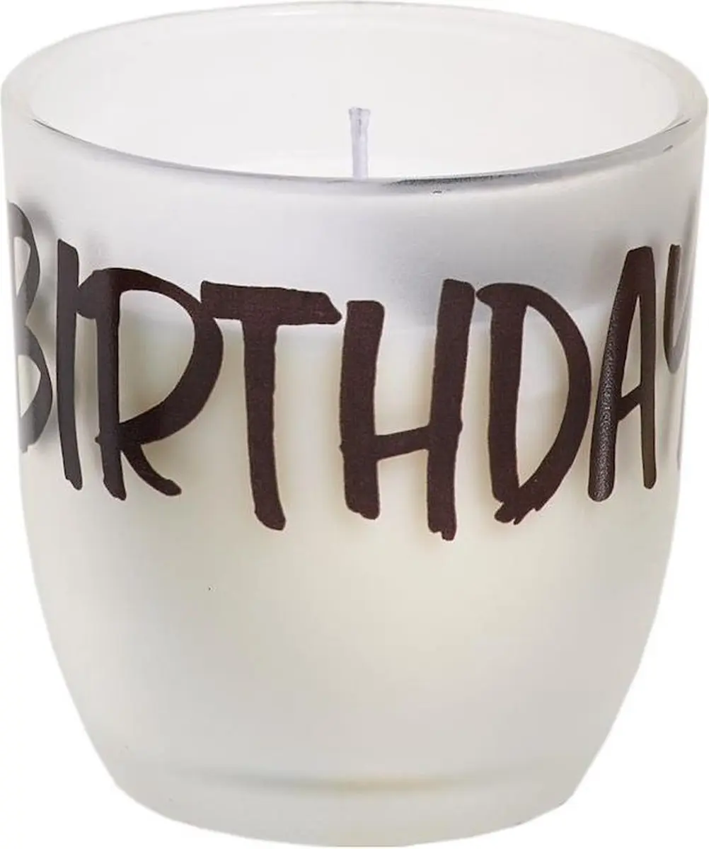 Matglas doorzichtig met kaars BIRTHDAY