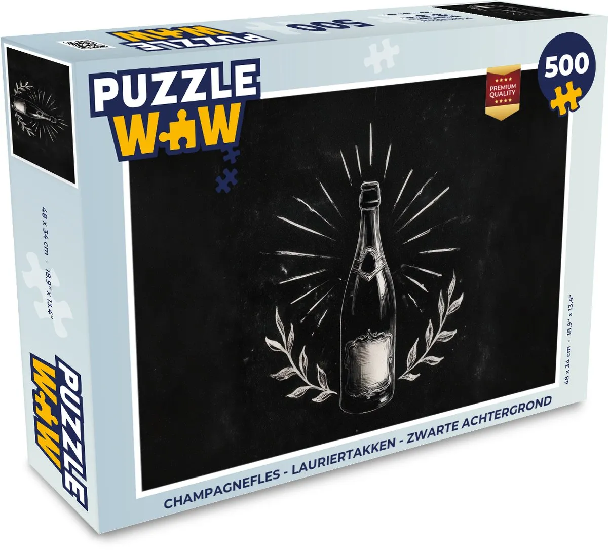 PuzzleWow Champagnefles Lauriertakken Legpuzzel 500 Stuks