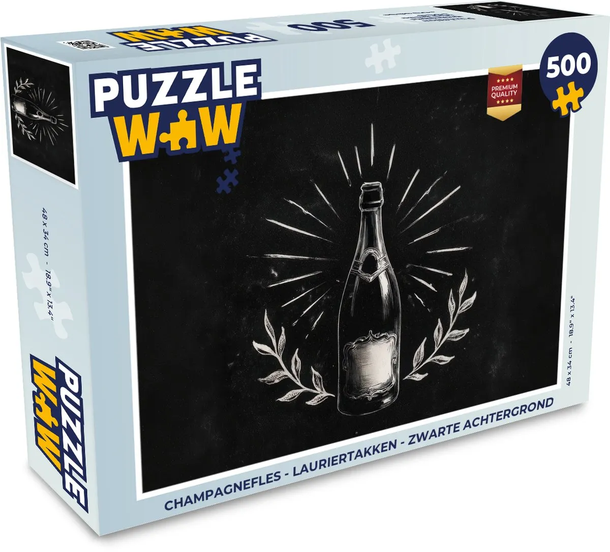 PuzzleWow Champagnefles Lauriertakken Legpuzzel 500 Stuks