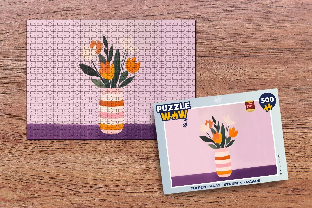 PuzzleWow Tulpen - Vaas Legpuzzel 500 Stuks - Paars
