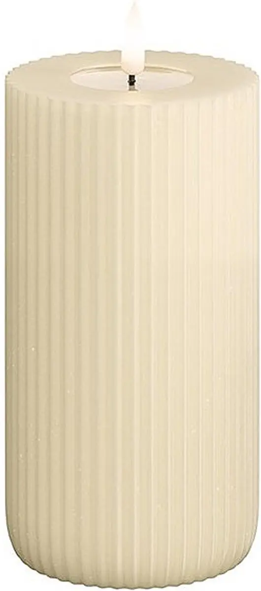Deluxe Homeart Led Kaars Solid Stripe Cream 7,5 x 15 cm