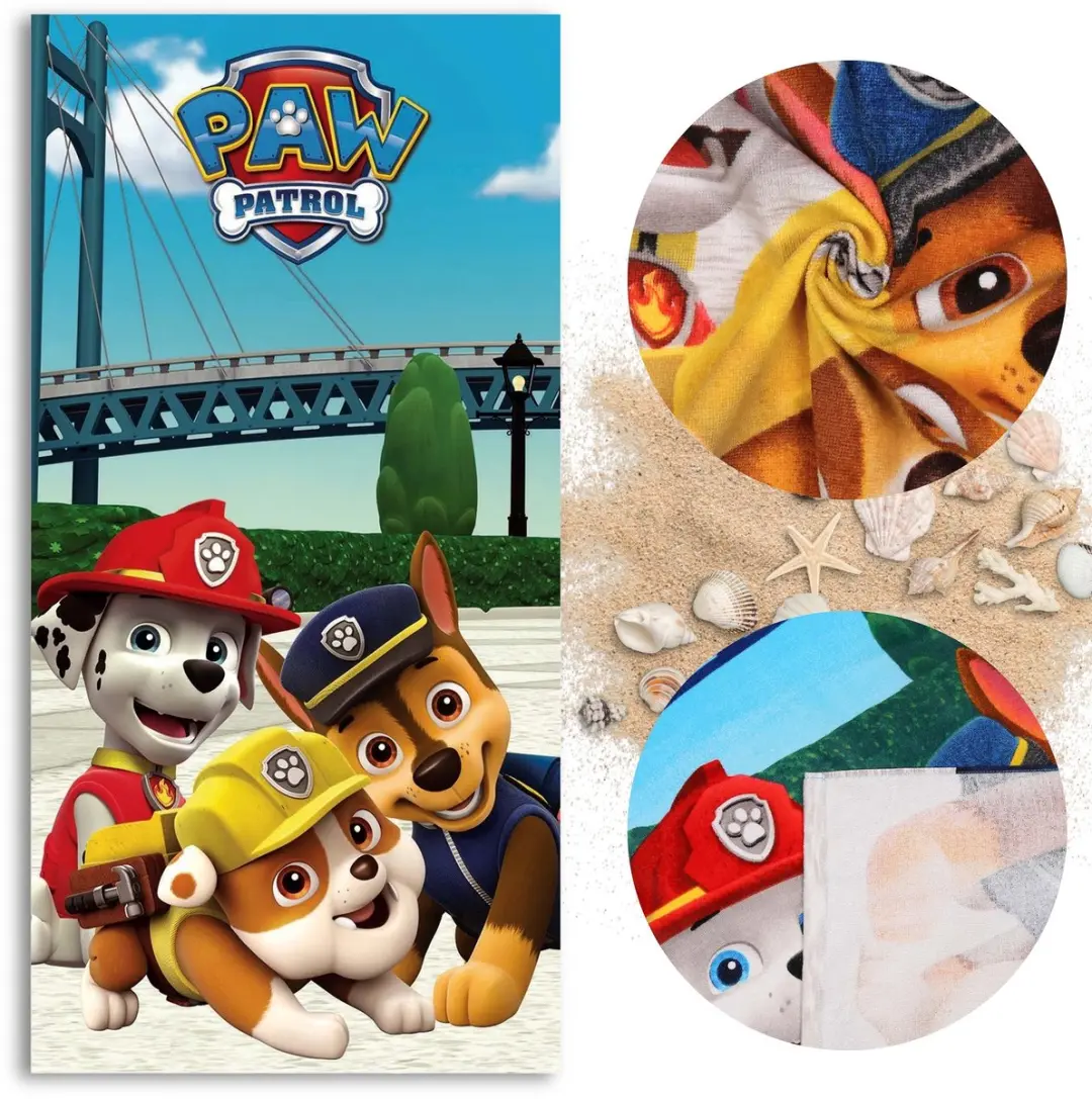 Paw Patrol Chase Marshall Rubble SNELDROGENDE Strandlaken, badlaken voor kindere