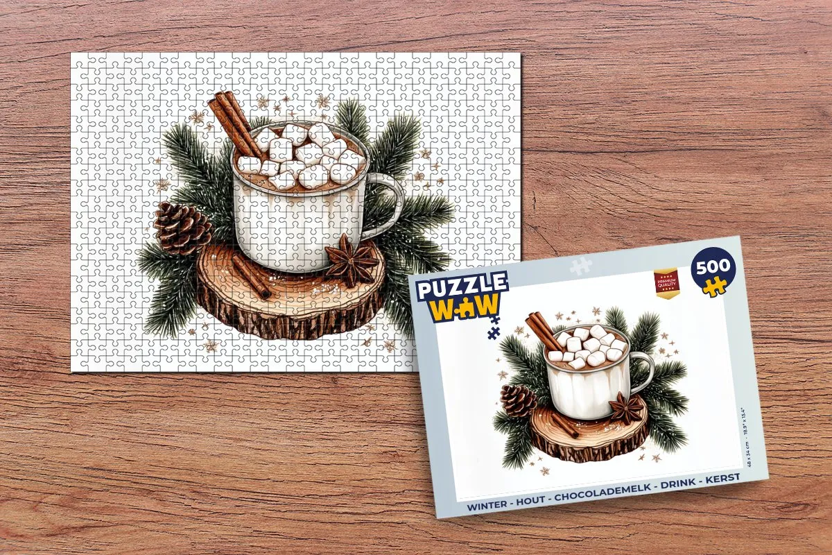 PuzzleWow Winter Chocolademelk Legpuzzel 500 Stuks
