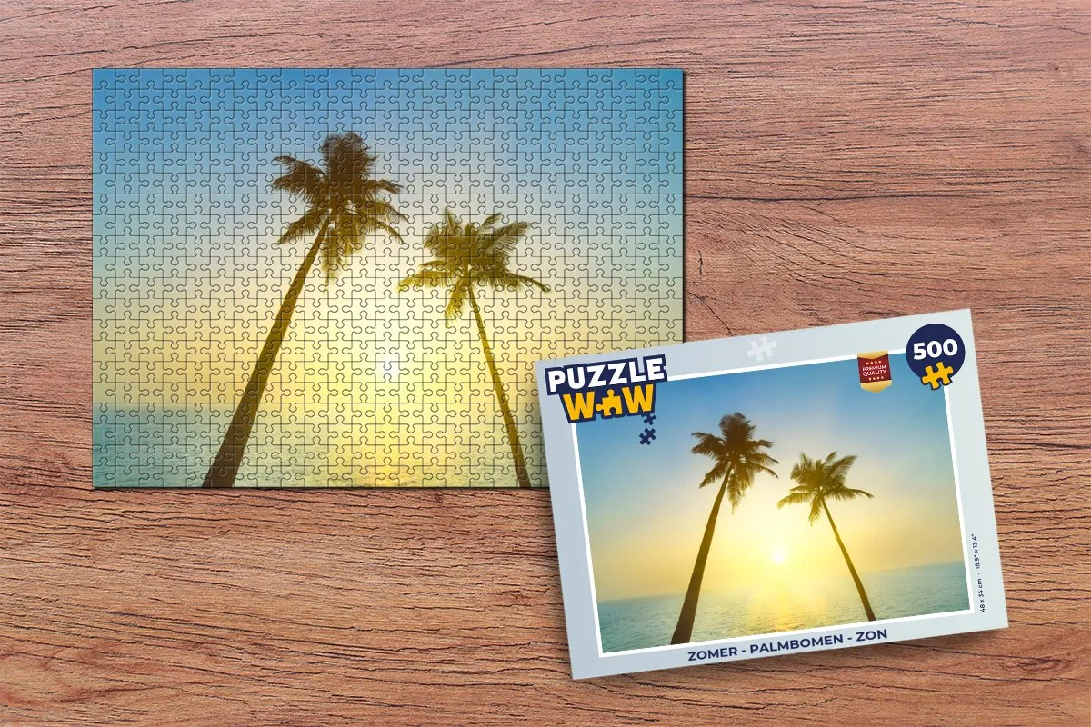 PuzzleWow Legpuzzel Palmbomen Zon 500 Stuks - Multicolor