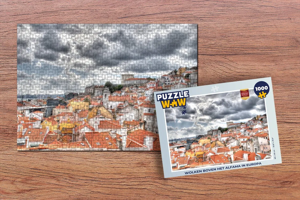 PuzzleWow Wolken boven het Alfama Legpuzzel 1000 Stuks - Multicolor