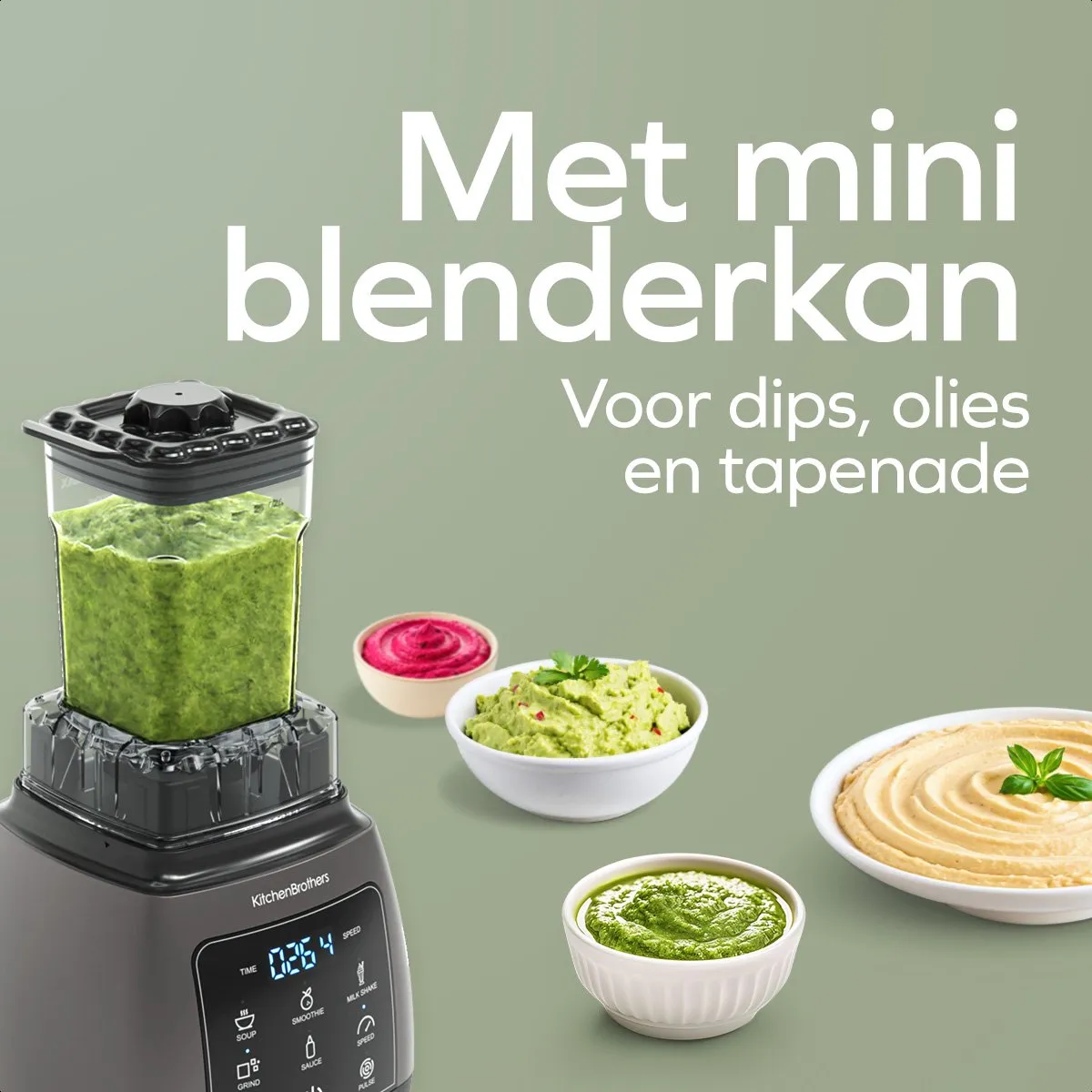KitchenBrothers 2-in-1 Power Blender 1600W - Metallic Grijs