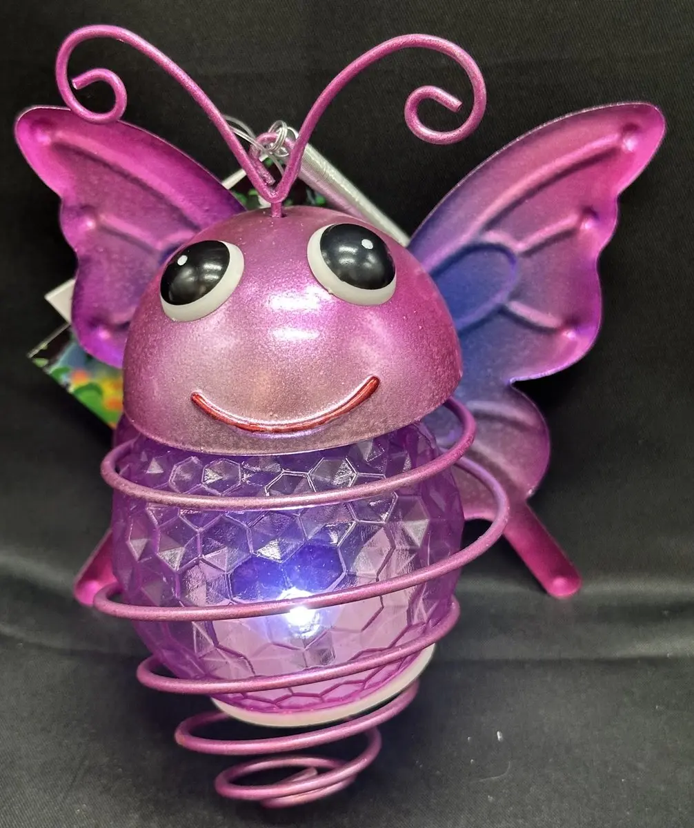 Metaal hangende solarlamp "Paarse vlinder rond"