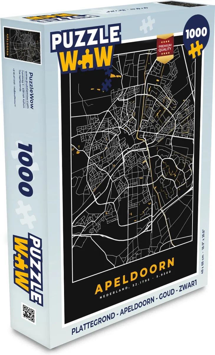 PuzzleWow Apeldoorn Legpuzzel 1000 Stuks - Goud/Zwart