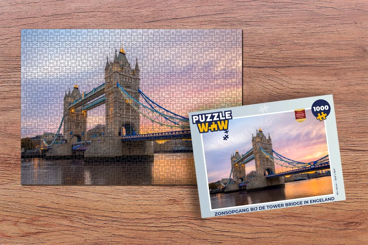 PuzzleWow Zonsopgang Tower Bridge Legpuzzel 1000 Stuks - Multicolor