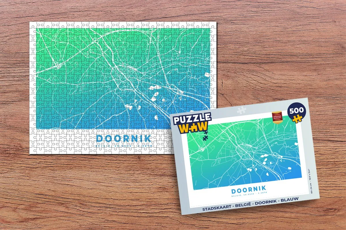 PuzzleWow Stadskaart België Doornik Legpuzzel 500 Stuks - Multicolor
