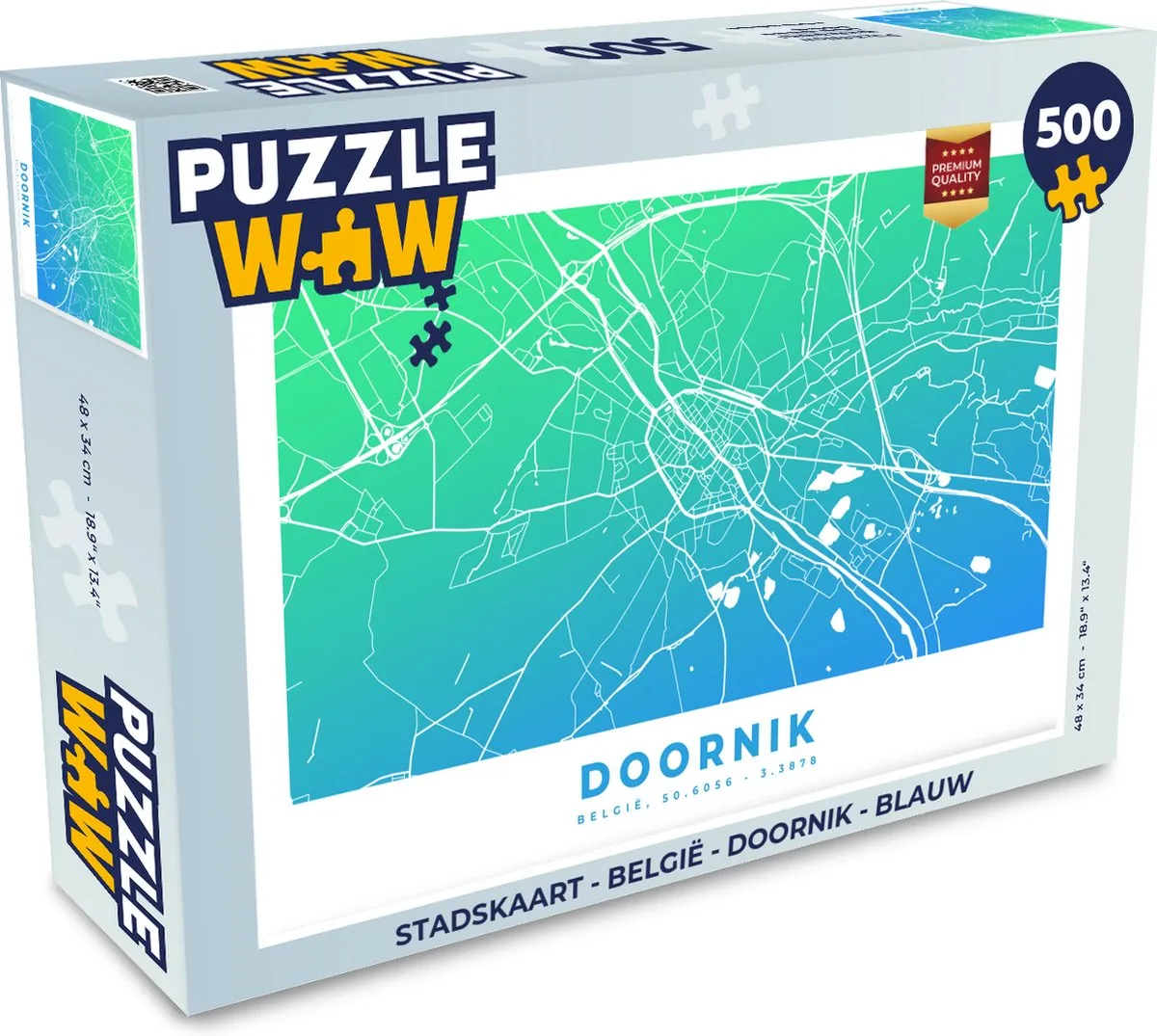 PuzzleWow Stadskaart België Doornik Legpuzzel 500 Stuks