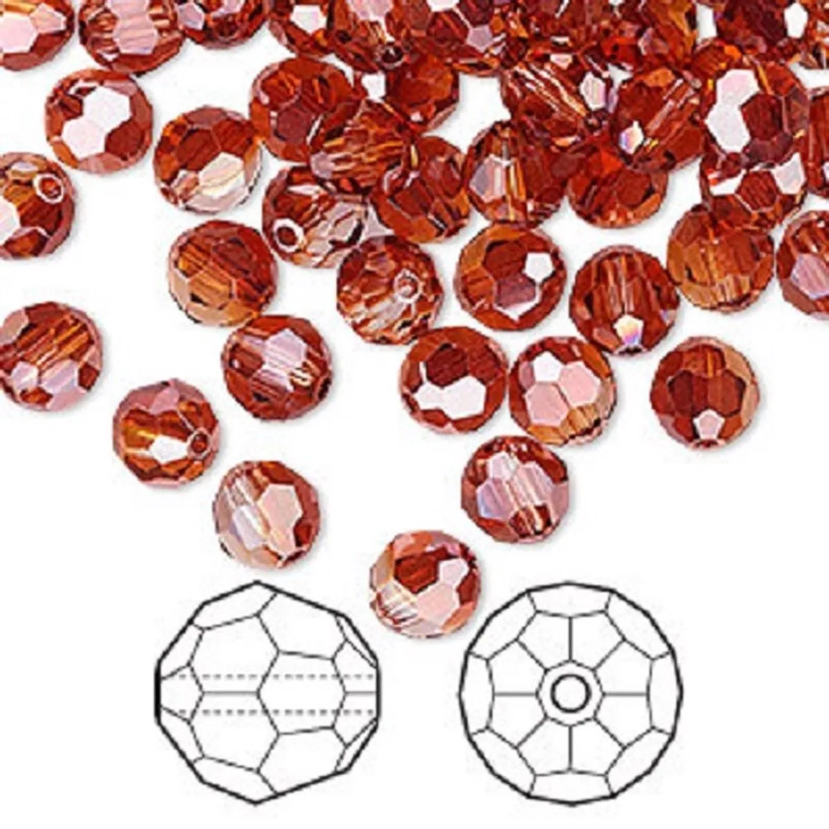 Swarovski Elements Red Magma 8mm Kralen
