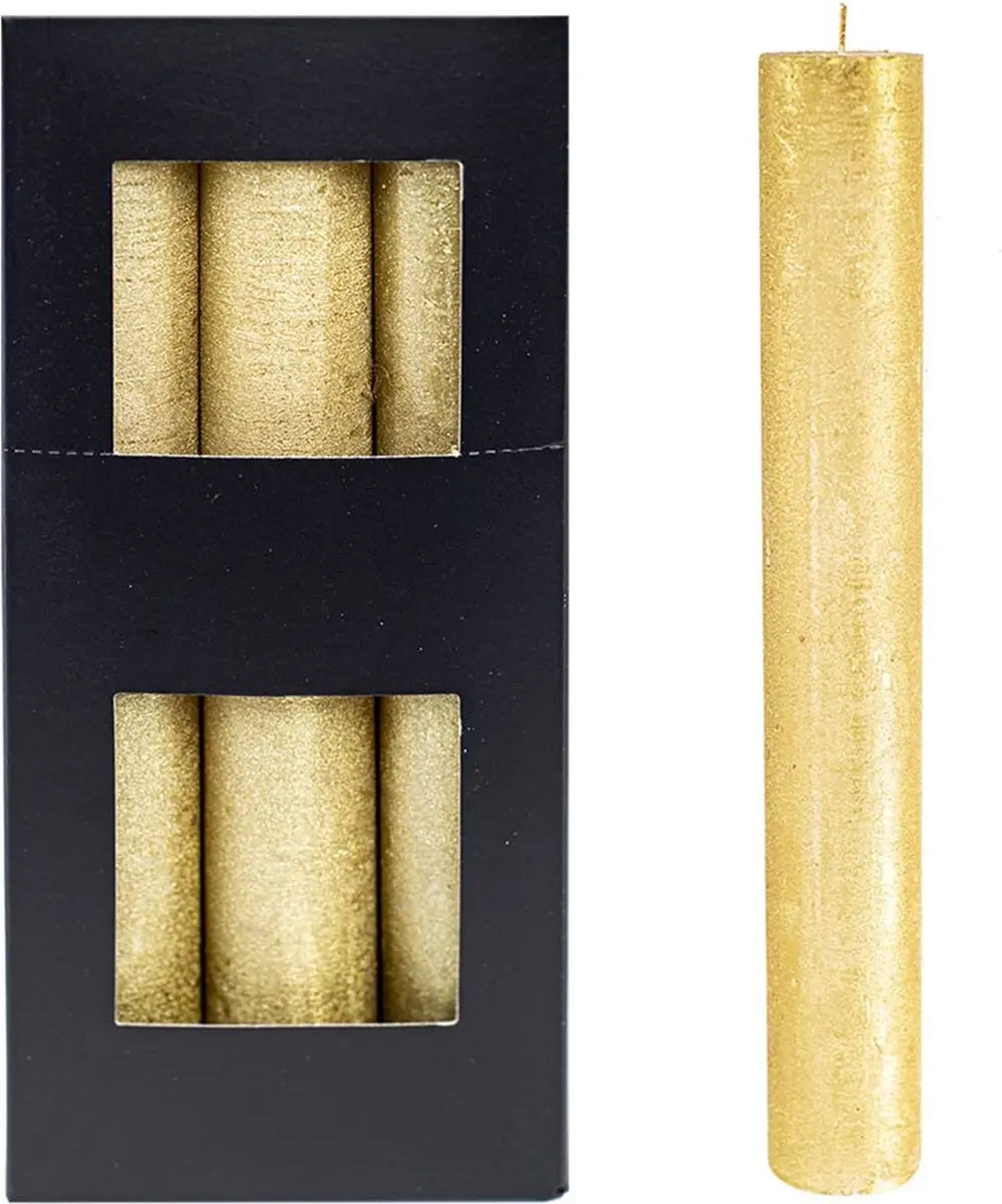 Home Society -Xl Dinerkaarsen -Doos 9 stuks-  Goud