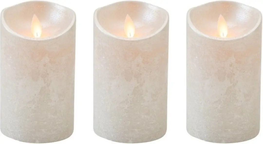 3x Zilveren LED kaarsen / stompkaarsen 12,5 cm