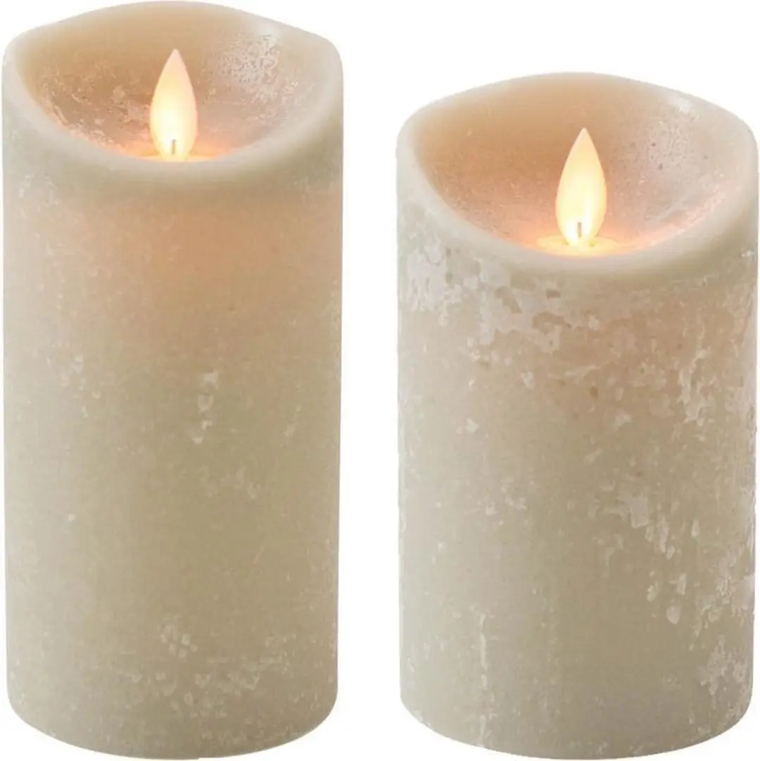 Set van 2x stuks Taupe bruine Led kaarsen met bewegende vlam