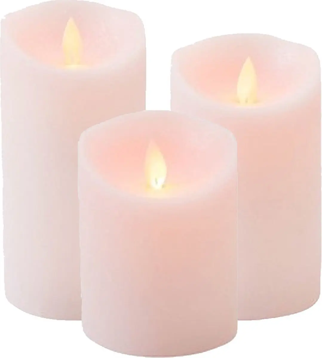 Set van 3x stuks Roze Led kaarsen met bewegende vlam