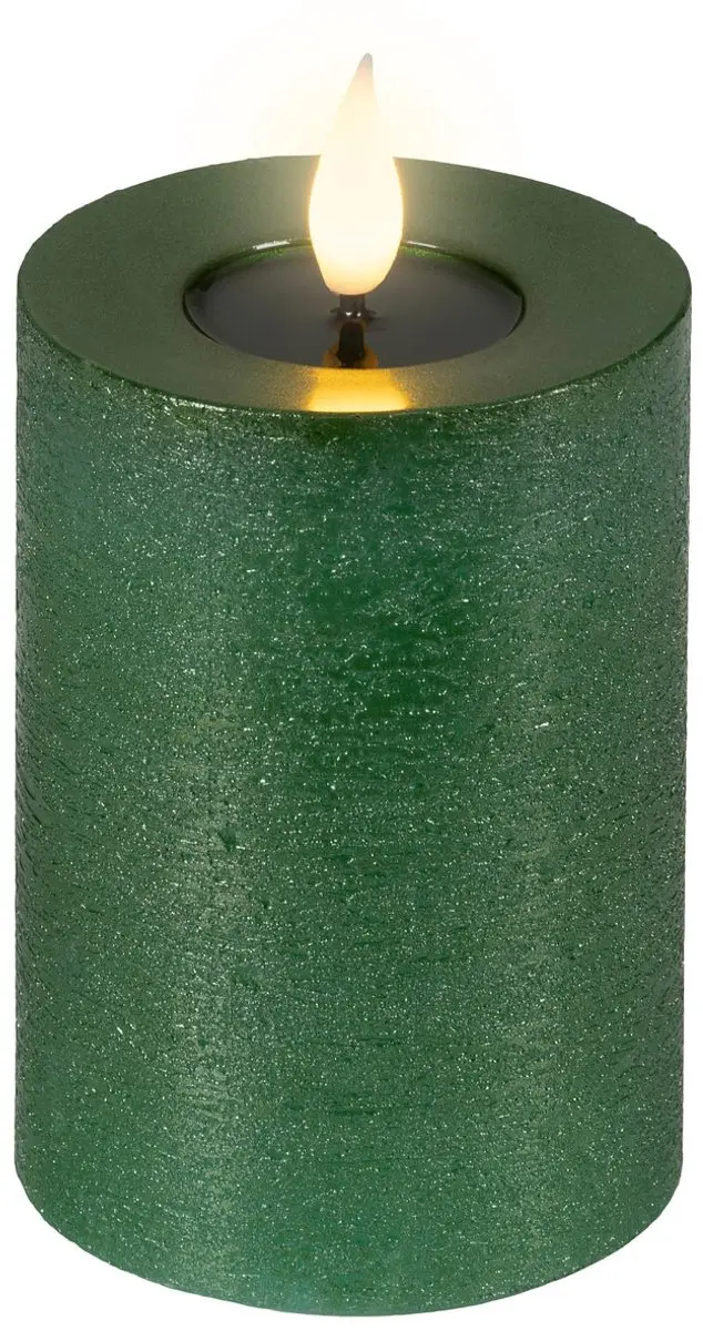 Lumineo led kaars echt wax groen 13,5 cm flikkerend