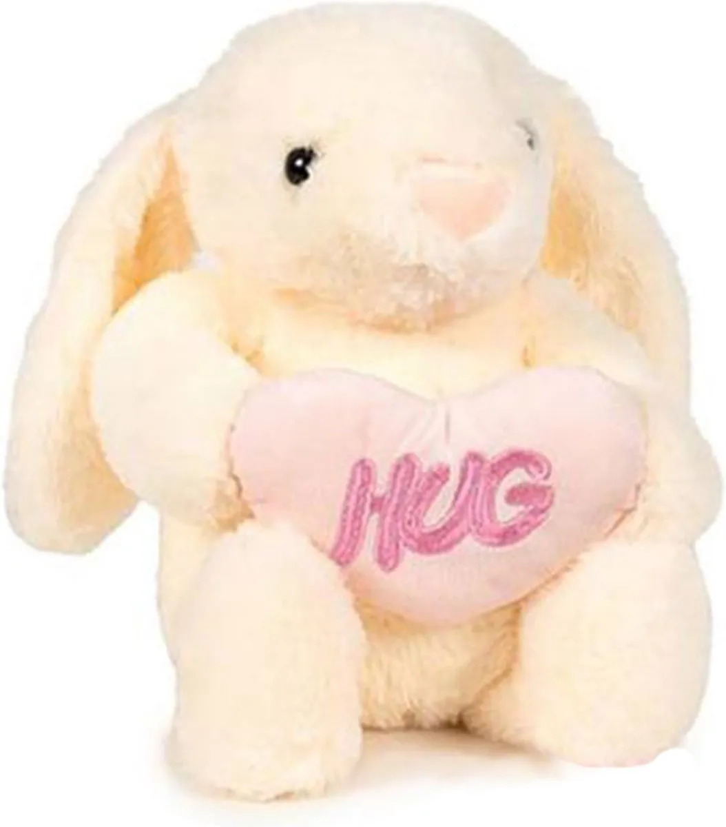 Topknuffels Konijn Beige Pluche Knuffel 30cm - Hart Hug
