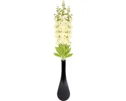 Bellatio Design Kunstbloem bloesemtak ridderspoor - 3x - 87 cm - wit - kunst zijdebloemen