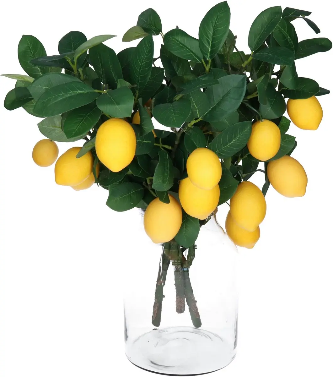 Bellatio Design Kunstbloem citrusfruit tak citroen
