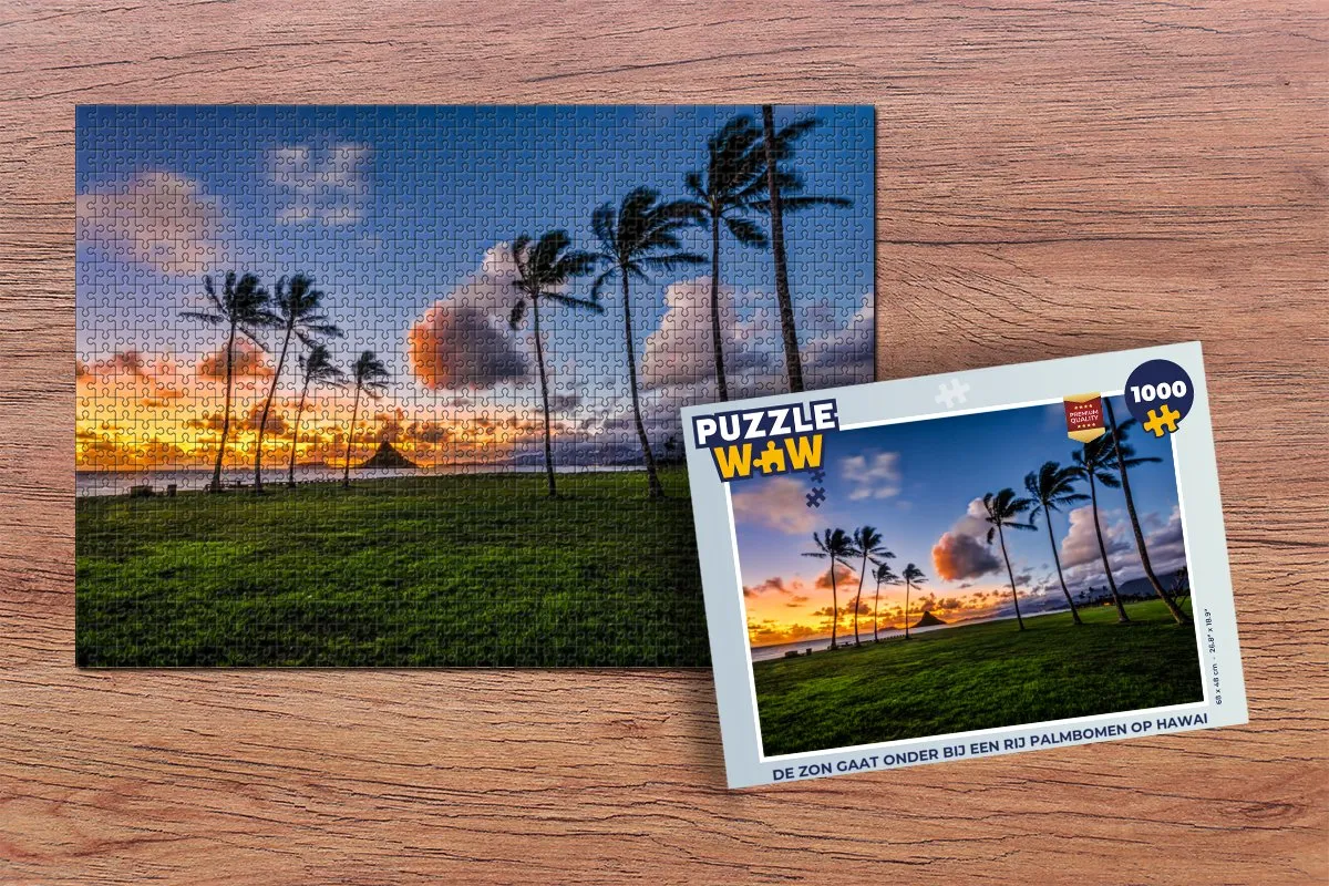 PuzzleWow Legpuzzel De zon gaat onder bij Hawaii 1000 Stuks - Multicolor