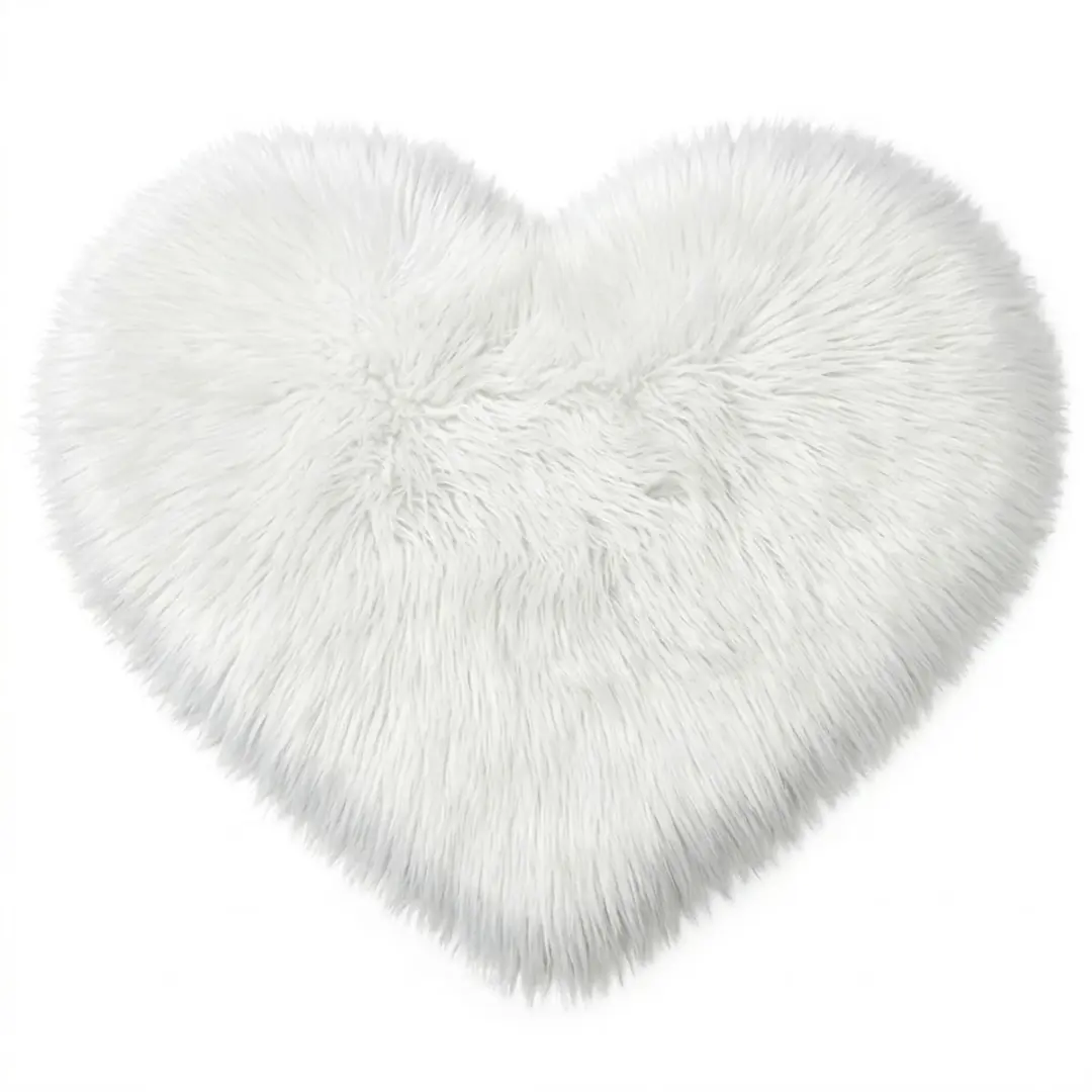 Wit hartvormig pluche vloerkleed 40 x 40 cm zacht fluffy vloermat decoratief kleed voor woonkamer slaapkamer en kantoor binnengebruik