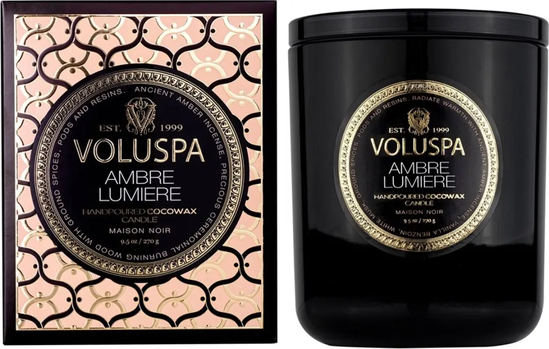 Voluspa Maison Noir Ambre Lumiere Geurkaars 270g - afbeelding 2 van 2