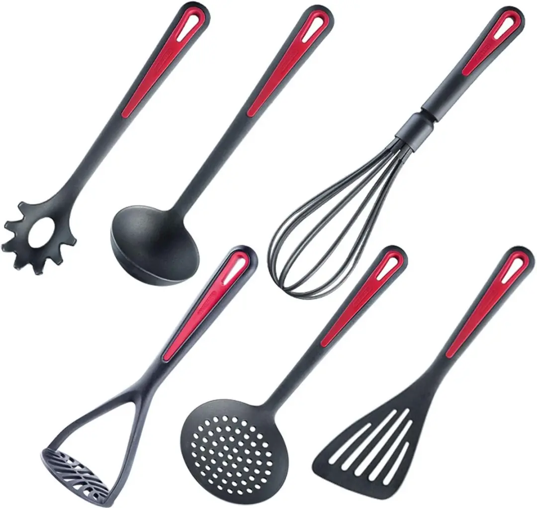 Westmark Set van 6 keukenhulpjes, bakspatel, schuimspaan, spaghettilepel, soeple