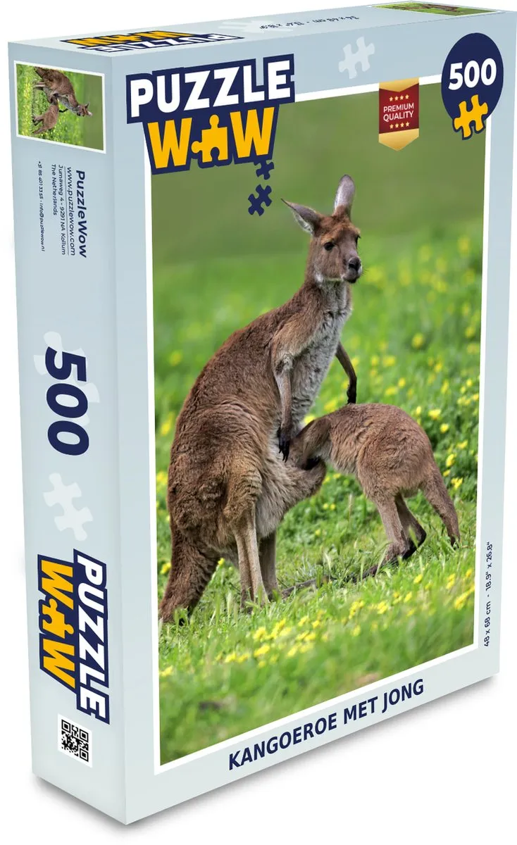 PuzzleWow Kangoeroe Bloemen Jong Legpuzzel 500 Stuks