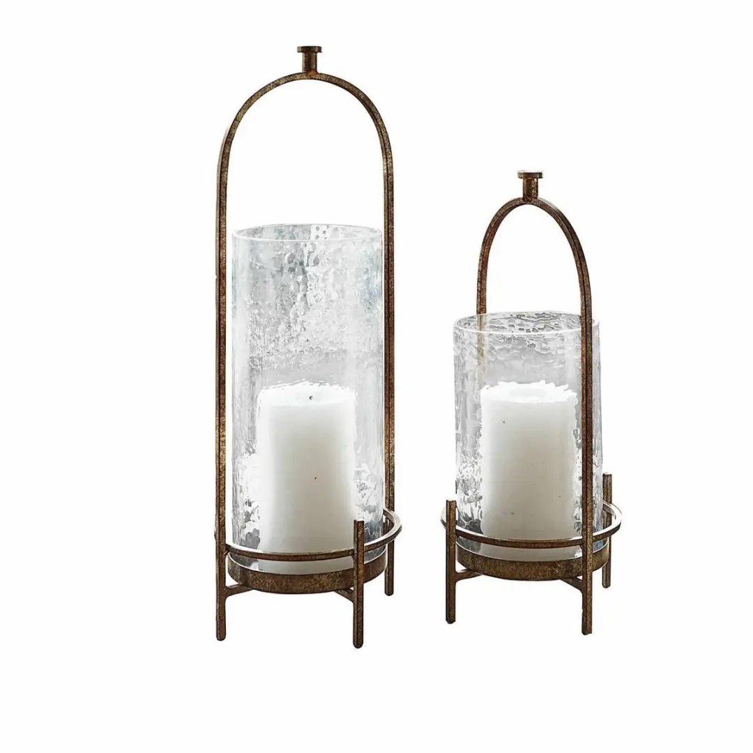 Loberon Windlichtset 2 Stuks Aquivar Antiekbrons/Heldere Glas